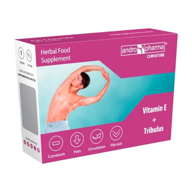 ANDROPHARMA Capsule Curvature pentru îndreptarea penisului și susținerea sănătății sexuale masculine 30 buc