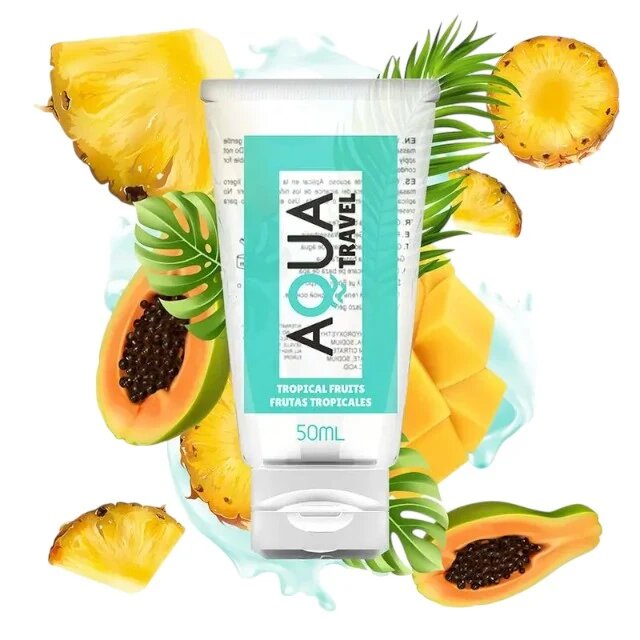 AQUA Lubrifiant cu aromă TRAVEL Tropical Fruits pe bază de apă cu gust delicios de fructe tropicale 50 ml