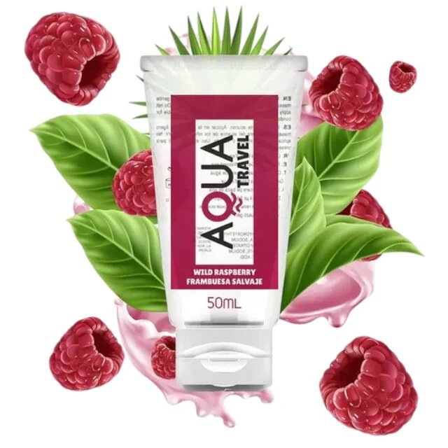 AQUA Lubrifiant cu aromă TRAVEL Wild Raspberry pe bază de apă cu gust delicios de zmeură sălbatică 50 ml