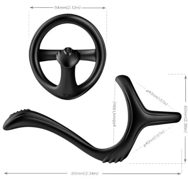 ARMONY Inel dublu pentru penis Treasure Double Anal Ring cu capat pentru stimulare anala din silicon negru