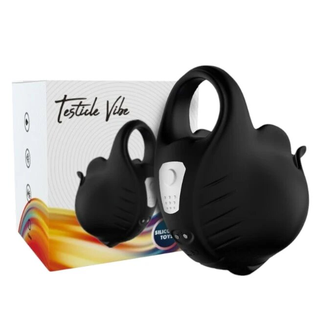 ARMONY Inel pentru penis Cupping Vibrator Ring cu stimulator pentru testicule 9*9 functii de vibratie negru
