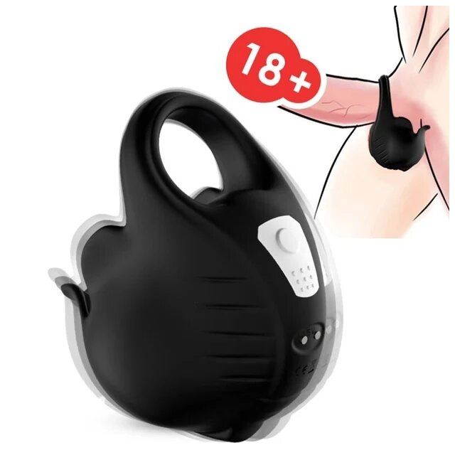 ARMONY Inel pentru penis Cupping Vibrator Ring cu stimulator pentru testicule 9*9 functii de vibratie negru