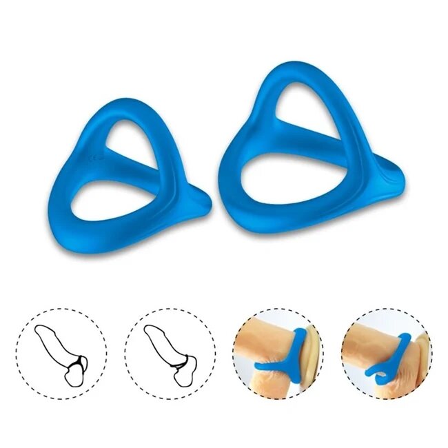 ARMONY Inel pentru penis - Tresor dublu pentru stimularea erectiei din silicon albastru
