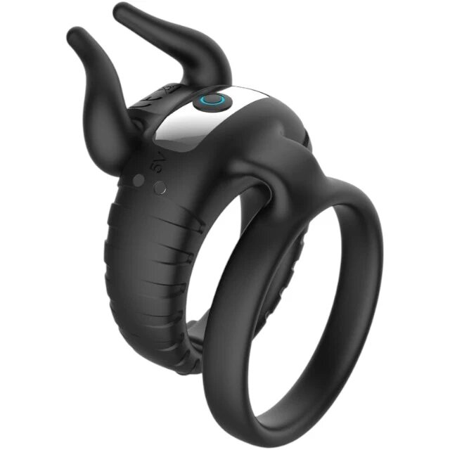 ARMONY Inel vibrator pentru penis Bull’s Passion 10 functii de vibratie rezistent la apa negru