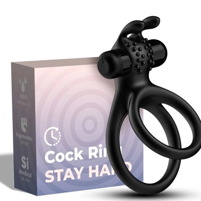 ARMONY Inel vibrator pentru penis - TRAVELER DOUBLE VIBRATOR RING pentru imbunatatirea performantelor sexuale si stimularea clitorisului din silicon negru