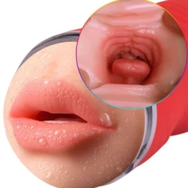 ARMONY Masturbator manual dublu Double Vagina & Mouth simulare vaginală și orală realistă din TPE roșu
