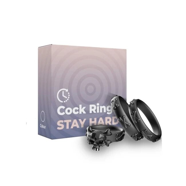 ARMONY Set 3 inele pentru penis - Calavera silicon negru