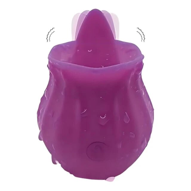 ARMONY Stimulator clitoris HAPPY MEETING - Rose with Tongue cu funcție de simulare sex oral 10 funcții de vibrație în formă de trandafir culoarea mov