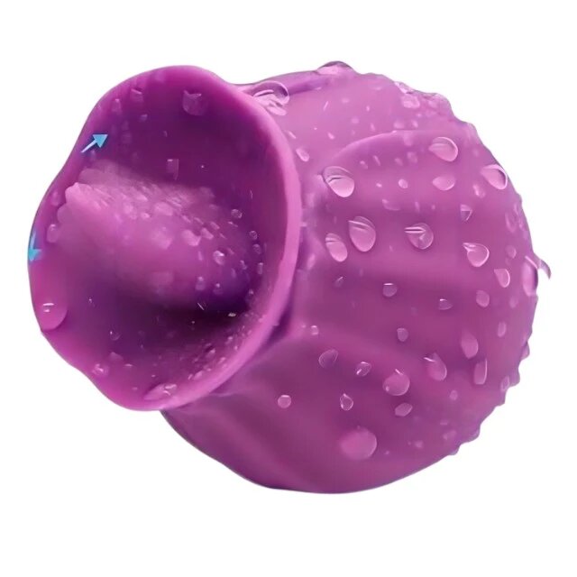 ARMONY Stimulator clitoris HAPPY MEETING - Rose with Tongue cu funcție de simulare sex oral 10 funcții de vibrație în formă de trandafir culoarea mov