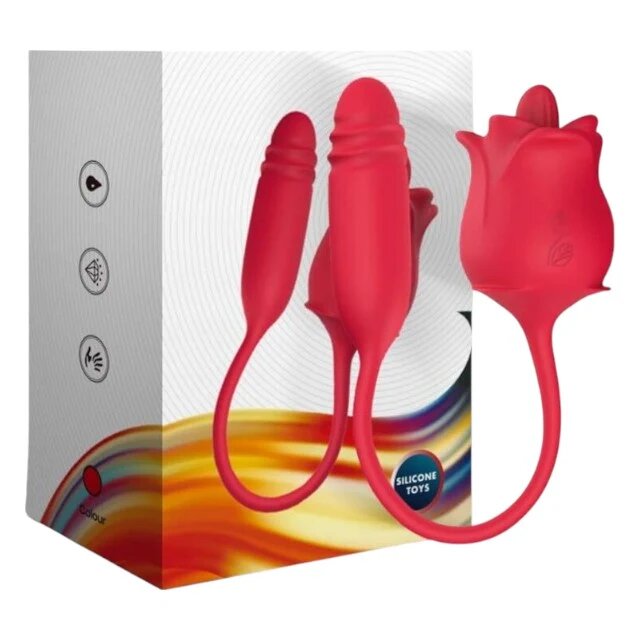 ARMONY Vibrator dublu Rose 3 in 1 în formă de trandafir 10 funcții de aspirație 10 funcții de vibrație roșu