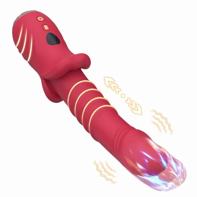 ARMONY Vibrator Point a Stimulating cu funcție de penetrare automată 9 funcții de vibrație 9 funcții de penetrare din silicon roșu