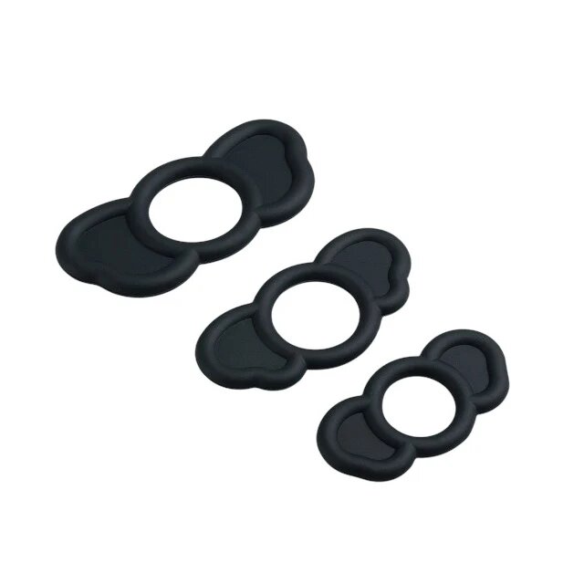 B-SERIES Set 3 inele pentru penis B SERIES POWER Elephant Rings pentru stimularea erectiei din silicon negru diametre 18 mm / 23 mm / 26mm