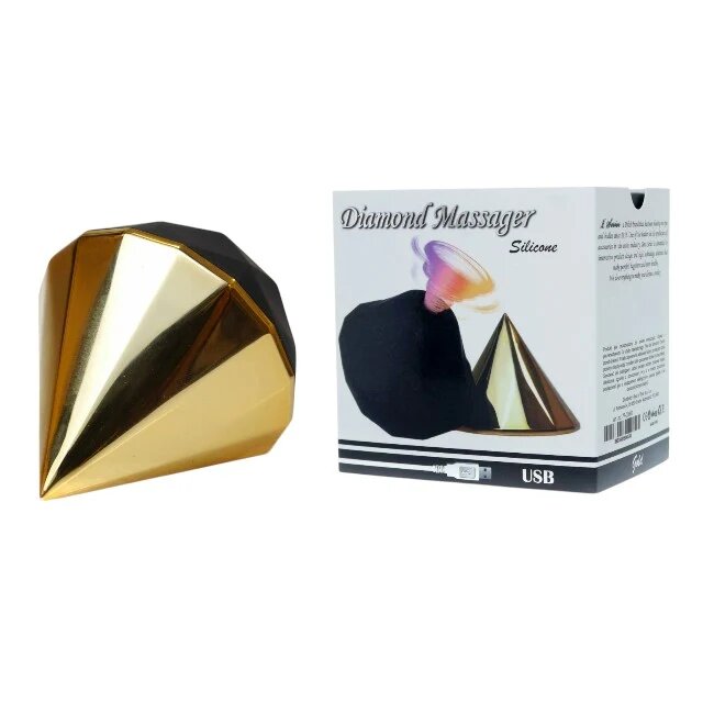 B-SERIES Stimulator clitoris DIAMOND Air Massager in forma de diamant cu 7 functii de vibratie rezistent la apa culoare auriu