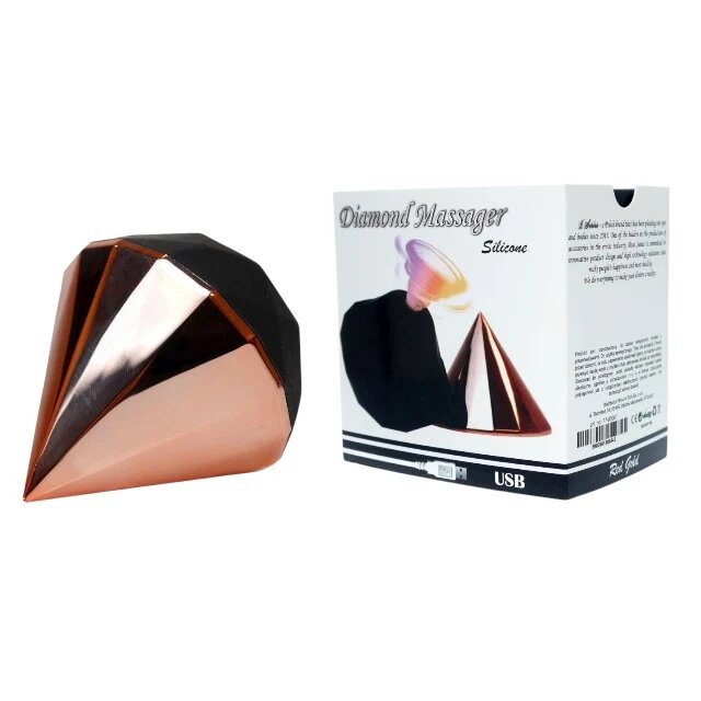 B-SERIES Stimulator clitoris DIAMOND Air Massager in forma de diamant cu 7 functii de vibratie rezistent la apa culoarea roz auriu