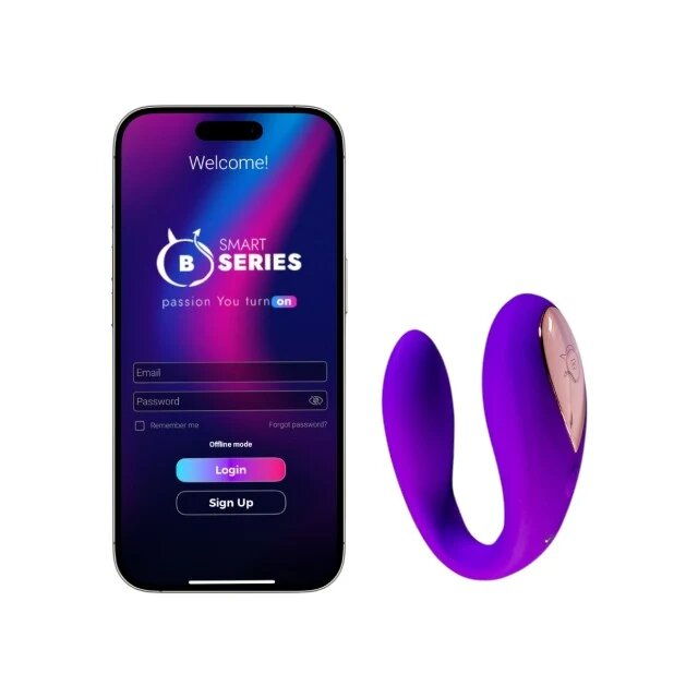 B-SERIES Vibrator dublu Double Fun control prin aplicație 10 funcții de vibrație rezistent la apă IPX7 din silicon mov