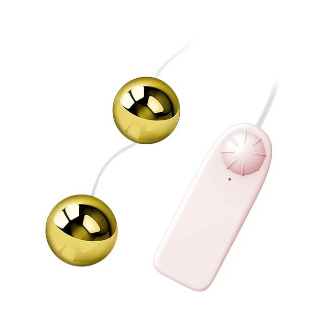 Baile Bile vibratoare Golden Ball pentru stimulare vaginală sau anală control prin telecomandă cu fir culoare auriu