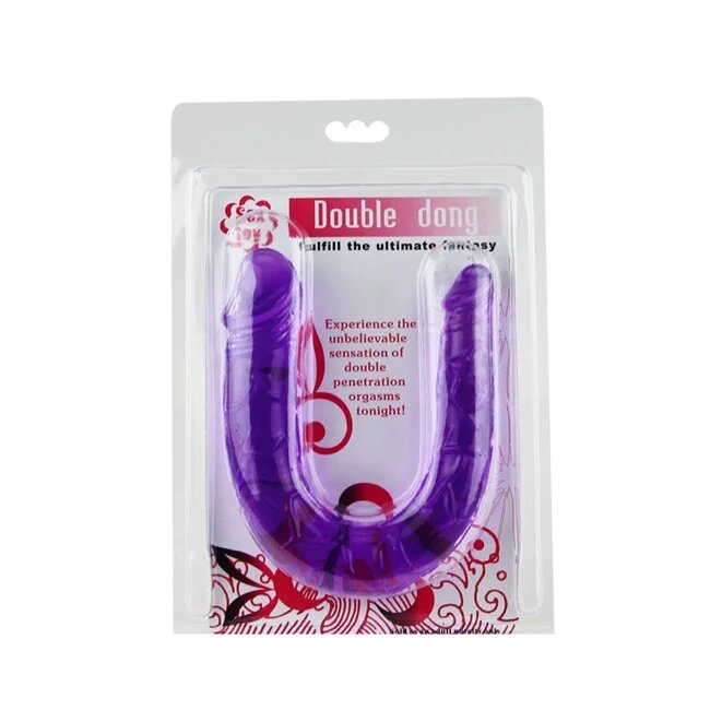 Baile Dildo dublu Double Dong pentru penetrare dublă din material flexibil lungime 29 cm mov transparent