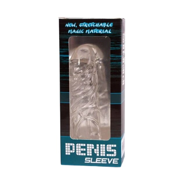 Baile Manșon realist Penis Sleeve Clear 2 pentru extensia penisului din TPR 14 cm transparent