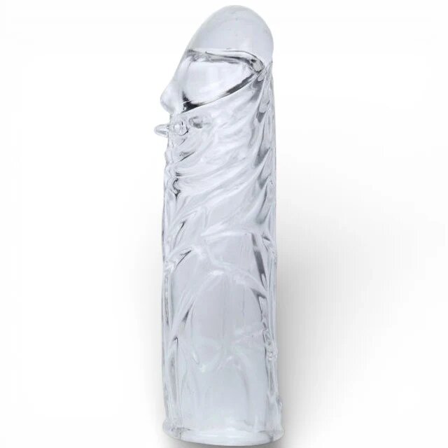 Baile Manșon realist Penis Sleeve Transparent pentru extensia penisului din TPR 13 cm transparent
