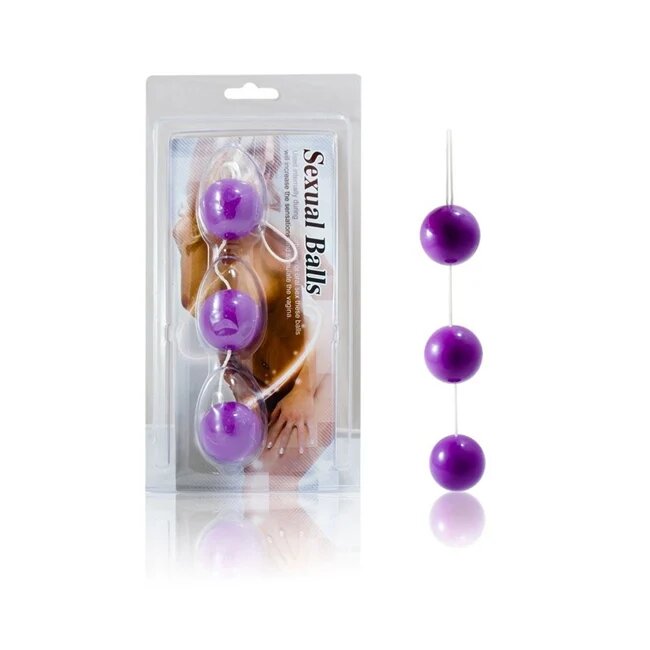 Baile Set 3 bile anale din material premium ABS cu inel pentru extracție diametru bile 3.4 cm lungime 20 cm violet