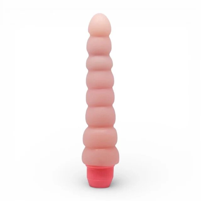 Baile Vibrator Flexi Vibe Spine cu design curbat și texturat vibrații multiple din TPE culoarea pielii 19 cm