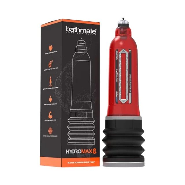 BATHMATE Pompă pe bază de apă HYDROMAX8 - Red pentru mărirea penisului și îmbunătățirea performanțelor sexuale roșu
