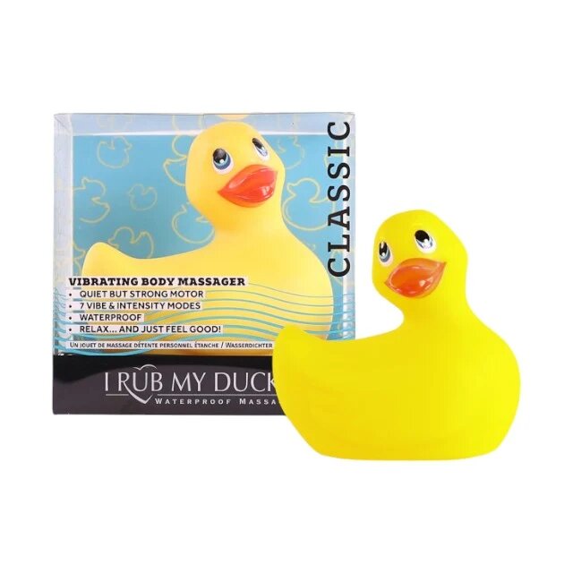 BIG TEAZE TOYS Aparat de masaj I Rub My Duckie Classic pentru corp și zonele intime 7 funcții de vibrație rezistent la apă galben