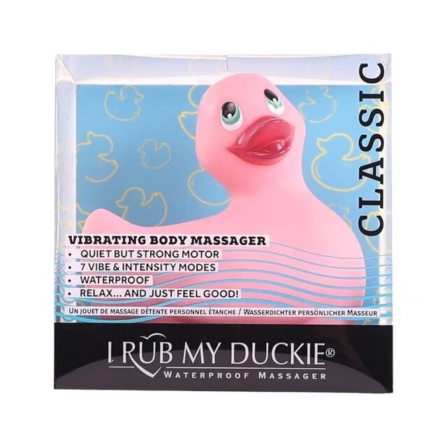 BIG TEAZE TOYS Aparat de masaj I Rub My Duckie Classic pentru corp și zonele intime 7 funcții de vibrație rezistent la apă roz