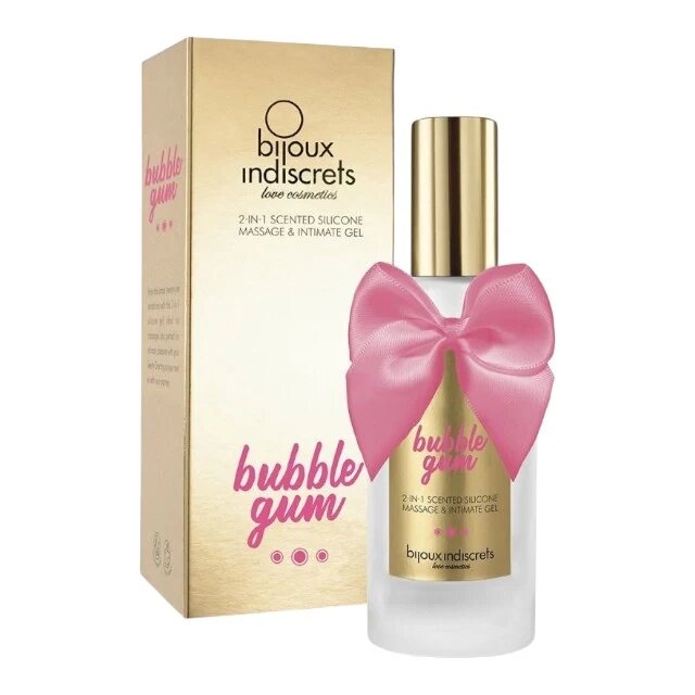 Bijoux Indiscrets Gel 2 în 1 Massage & Intimate Gel pentru masaj erotic și lubrifiere cu aromă de gumă de mestecat 100 ml