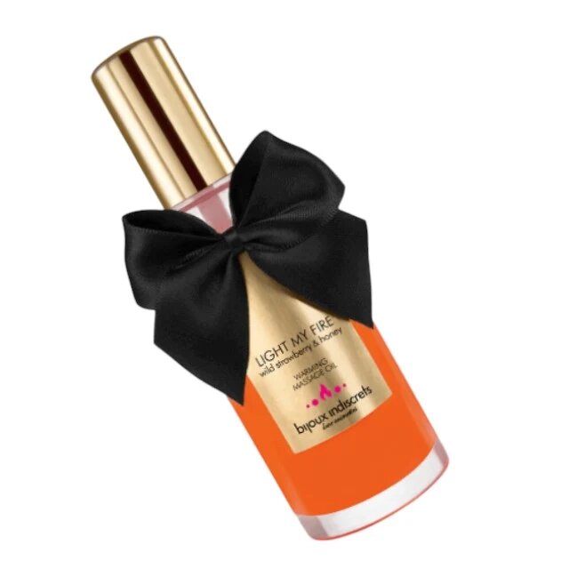 Bijoux Indiscrets Ulei de masaj Light My Fire Wild Strawberry cu efect de încălzire aromă de căpșuni și miere 100 ml
