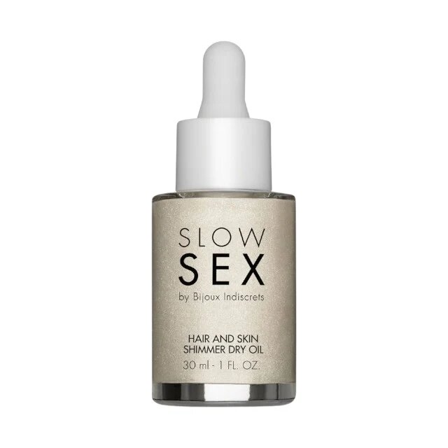 Bijoux Indiscrets Ulei pentru păr și corp Slow Sex Shimmer Dry Oil cu efect iluminator aromă de cocos 30 ml