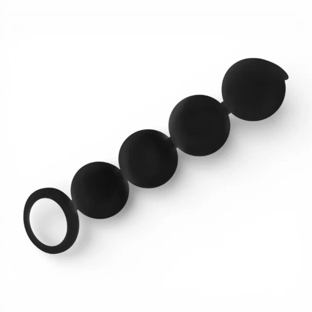 BLACK & SILVER Rozariu anal BLACK&SILVER Lennon Anal Beads din silicon mătăsos rezistent la apă culoare negru 15 cm
