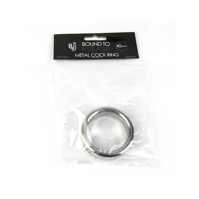 BOUND TO PLEASE Inel pentru penis - Metal Cock Ring din metal argintiu 40 mm