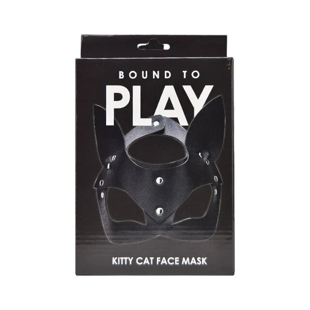 BOUND TO PLEASE Masca Bound To Play - Kitty Cat Face Mask pentru jocuri erotice in cuplu neagra N12283