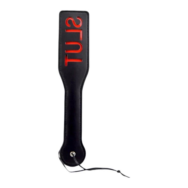 BOUND TO PLEASE Paleta - SLUT Spanking Paddle pentru jocuri erotice BDSM Neagra