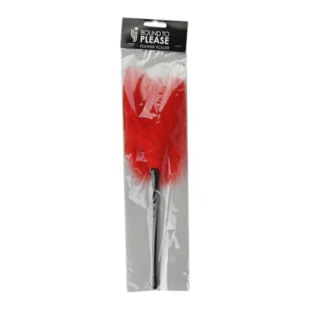 BOUND TO PLEASE Puf de gadilat - Feather ideal pentru jocuri senzoriale rosu