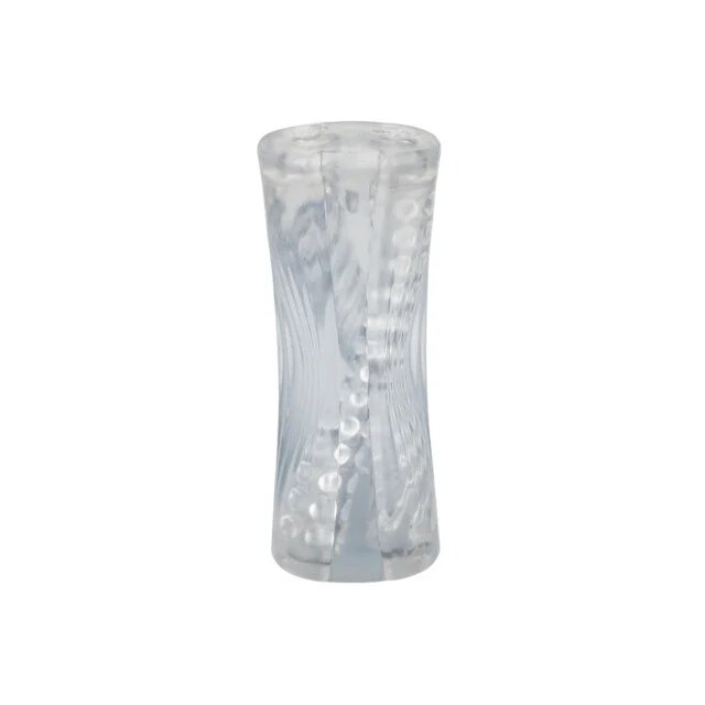 CALEXOTICS Masturbator dublu Cyclone Dual Ribbed Stroker XL din TPE cu texturi variate lungime 24.25 cm transparent