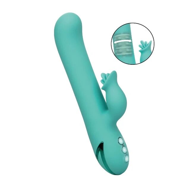 CALEXOTICS Vibrator rabbit Bel Air Bombshell pentru stimularea clitorisului și punctului G 3 funcții de rotație 10 funcții de vibrație verde turcoaz