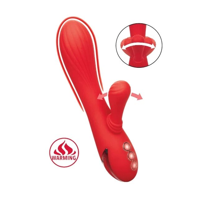 CALEXOTICS Vibrator rabbit Palisades Passion pentru stimularea clitorisului și punctului G cu funcție de încălzire 10 funcții de vibrație roșu