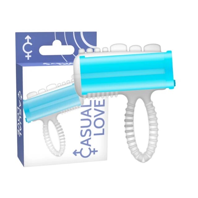 CASUAL LOVE Inel - TONGUE pentru cupluri din silicon transparent/albastru