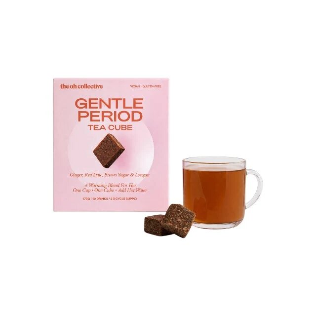  Ceai pentru femei THE OH COLLECTIVE Gentle Period Tea Cube ameliorează crampele menstruale și susține echilibrul hormonal cu ghimbir și curmale roșii 1 cutie x 10 buc