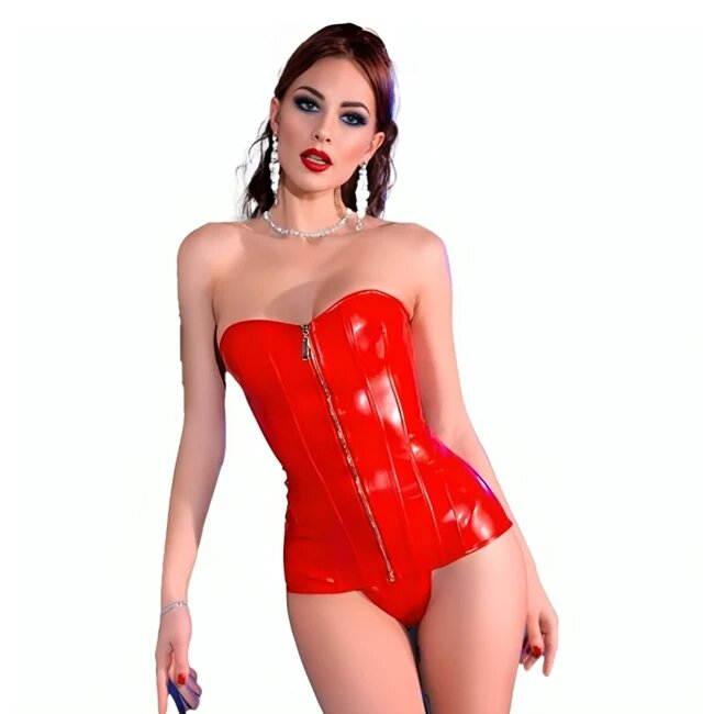 Chilirose Corset din piele ecologică CR-4491 Roșu S/M