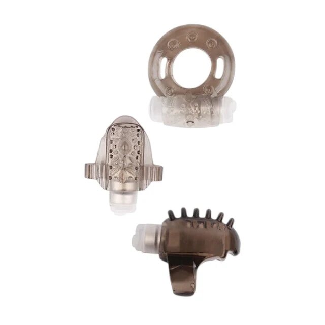 CHISA Set inele vibratoare pentru penis GK POWER Teaser Ring Kit diametre 2 - 3.8 cm maro transparent