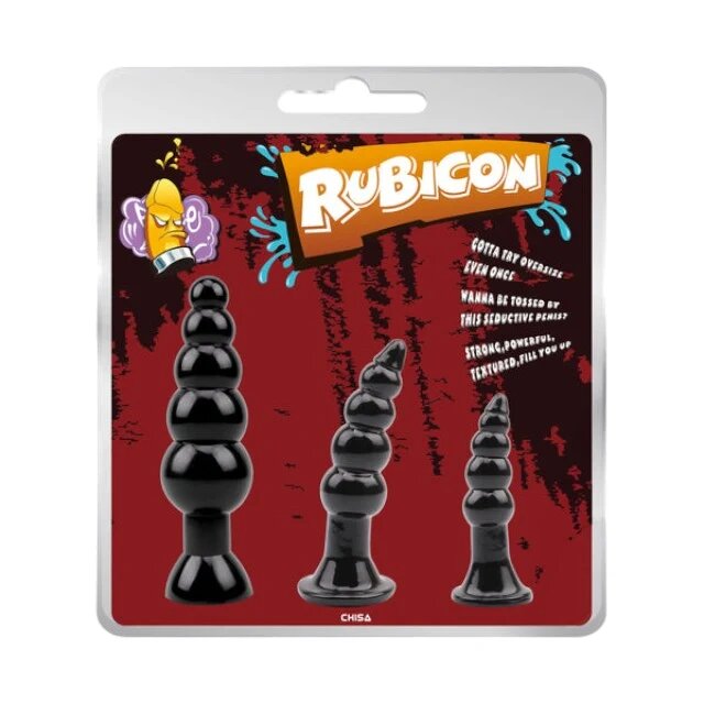 CHISA Set plug anal Rubicon Late Night Pleasure Kit 3 dopuri anale cu ventuză pentru fixare lungimi 12 - 18.5 cm negru