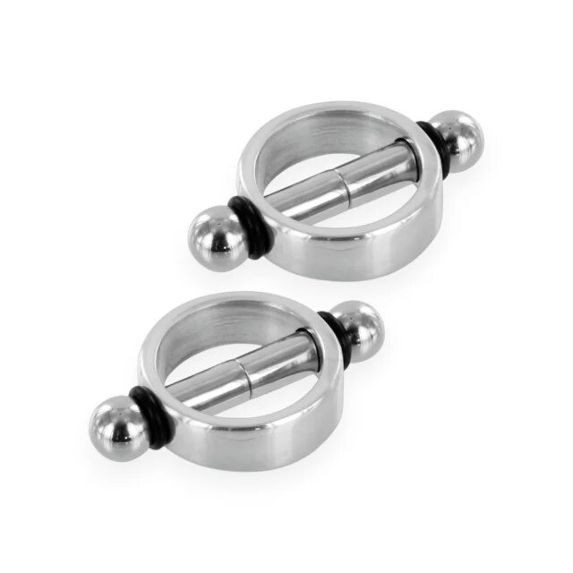  Cleme magnetice pentru sfârcuri METAL HARD Magnetic Nipple Clamps din oțel inoxidabil culoare argintiu și negru 2 buc