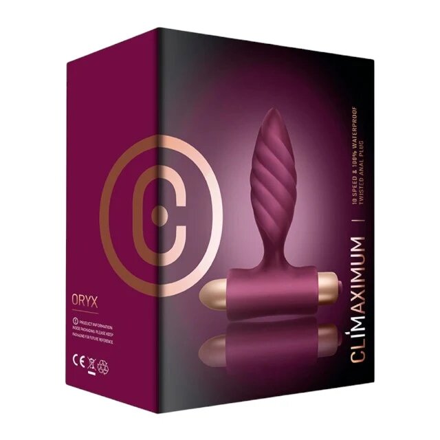 CLIMAXIMUM Plug anal Oryx bază cu vibrator bullet 10 funcții de vibrații diametru 3 cm rezistent la apă IPX7 mov