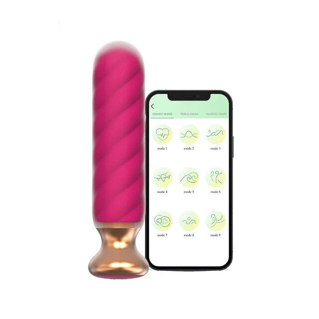 CNT Plug anal vibrator GUARD OFF Sweet Bomb Swirl control prin aplicație 9 funcții de vibrație 12.7 cm roz cu auriu