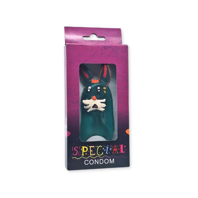 CONDOMERIE Prezervativ decorativ artistic Bunny pictat manual stil boem din latex