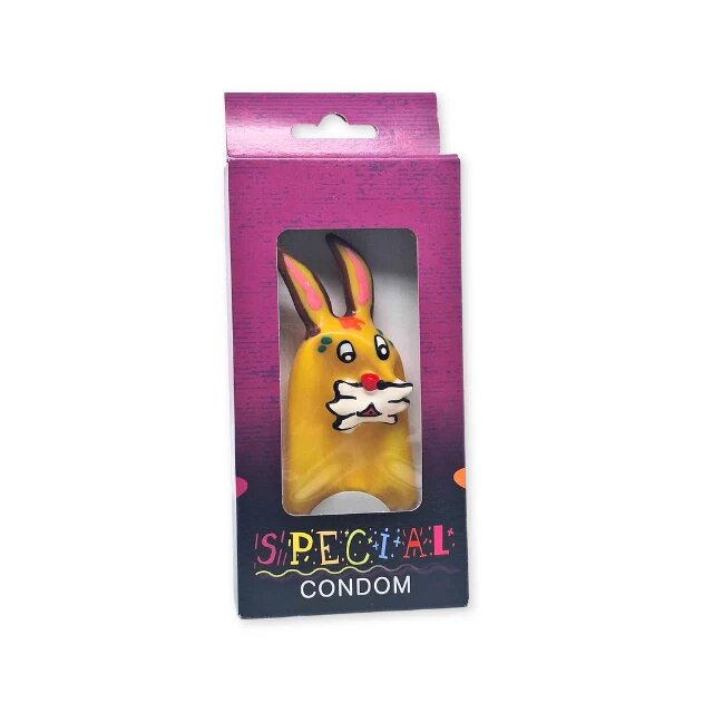 CONDOMERIE Prezervativ decorativ artistic Bunny pictat manual stil boem din latex