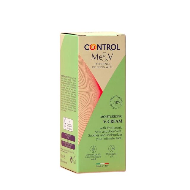 CONTROL Cremă intimă V-cream hidratantă fără parfum cu aloe vera și acid hialuronic pentru femei 50 ml